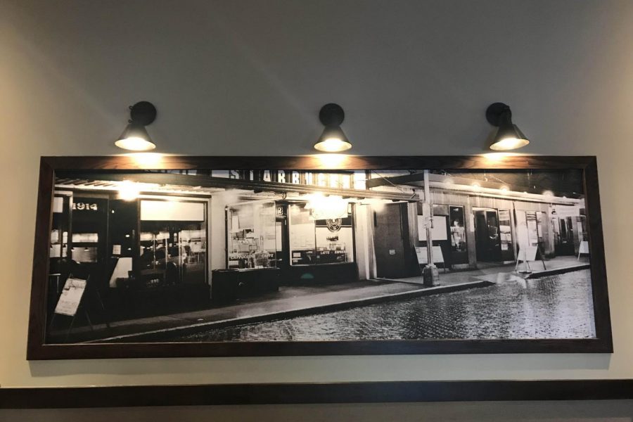 Photography on the wall of a Starbucks cafe.