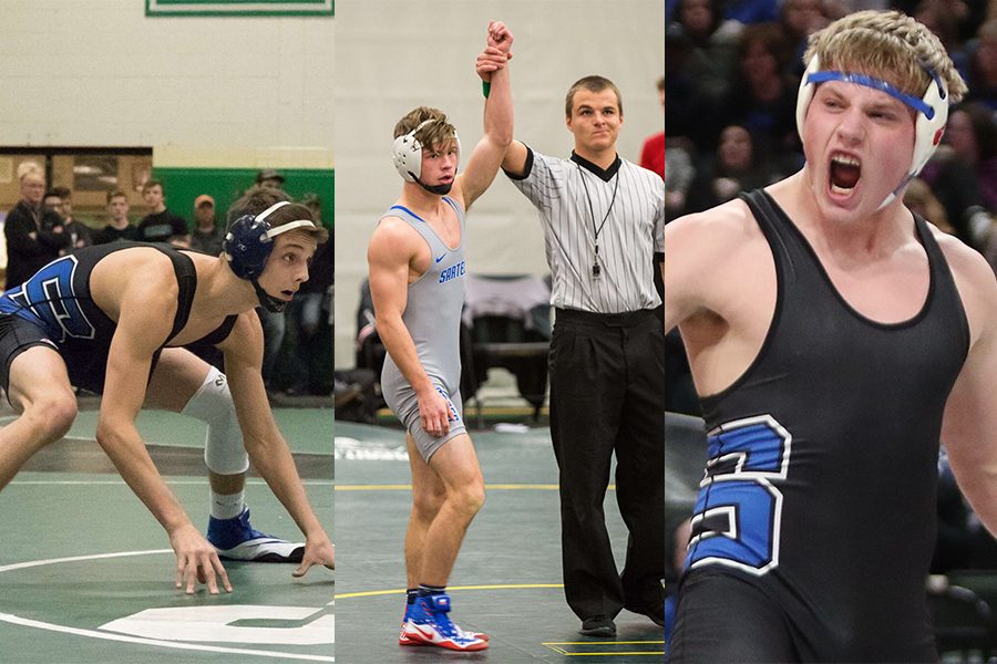 (L-R) Jackson Penk (120), Nick Pelach (126) and Cole Fibranz (220)