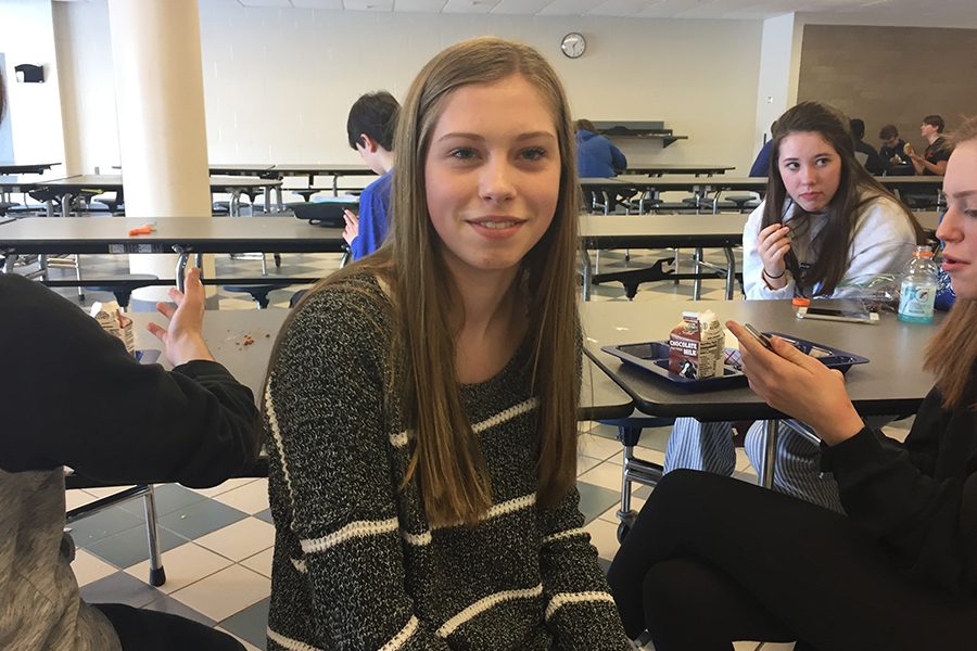 Freshman Lauren Wensel in lunch.