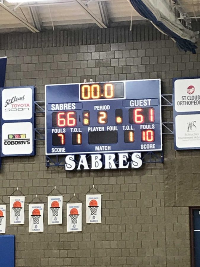 Final score of the December 18th Boys Basketball matchup between Sartell and Alexandria