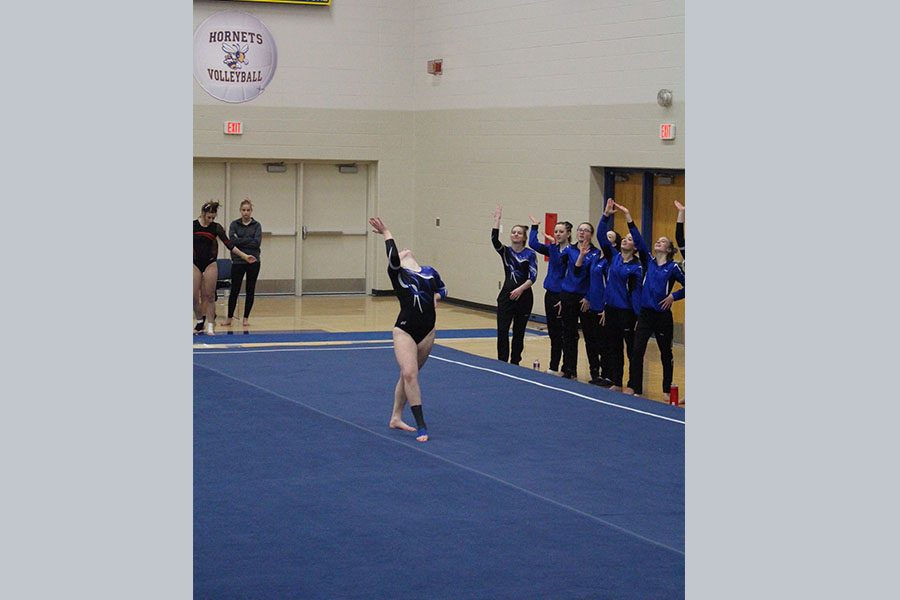 Sartell+High+School+junior%2C+Grace+Wittmer+George%2C+performing+her+floor+routine.
