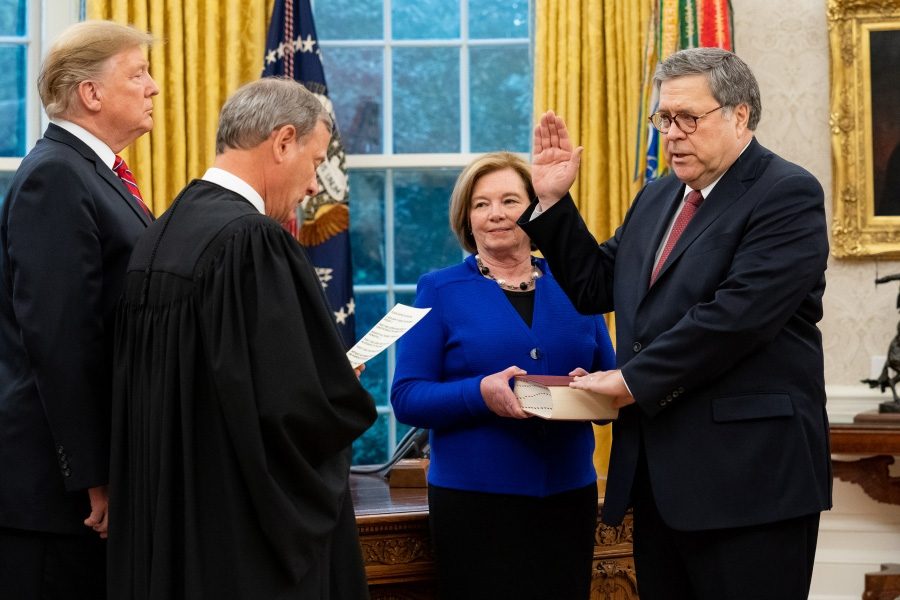 Attorney General William Barr at his induction. 