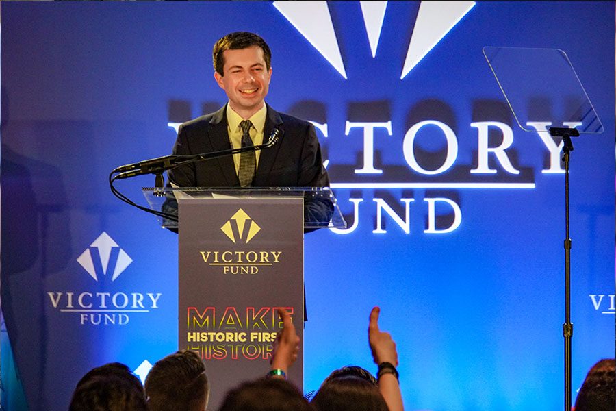 Pete Buttigieg giving a speech at the Victory fund, and keeping history alive.