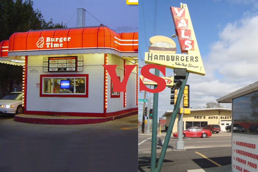 As far as burgers go, in the St. Cloud area there is a fierce competition between Vals and Burger Time. 