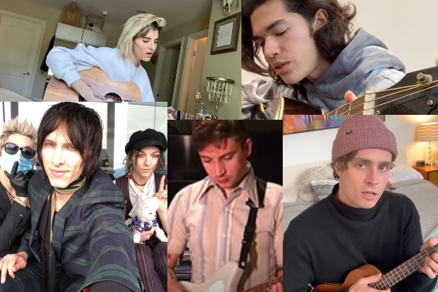 Artists all over are going live to perform for fans, in the comfort of their homes. In this picture Juliet Simms (top left), Conan Gray (top right), Palaye Royale, Tyler Joseph, and Spencer Sutherland (left to right).