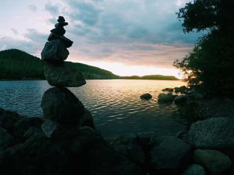 Cool picture on trail of a sunset at camp