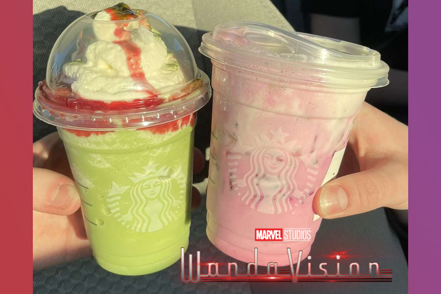 The WandaVision and Agatha All Along drinks from Starbucks. 