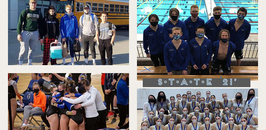 A collage with Sartell teams that attended the 2021 State Tournament.