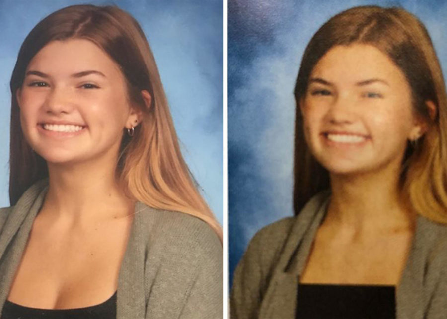 Riley OKeefe, a freshman at Bartram Trail High School in Florida whose yearbook photo was edited.