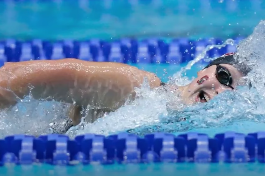 Lia Thomas is seen here swimming the 200 freestyle.