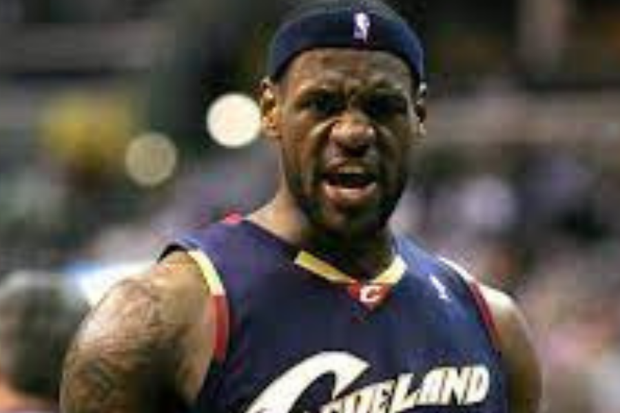 An excited Lebron James celebrates on April 2010.