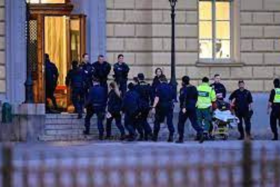 First responders respond to attack inside of the Malmo Latin School.