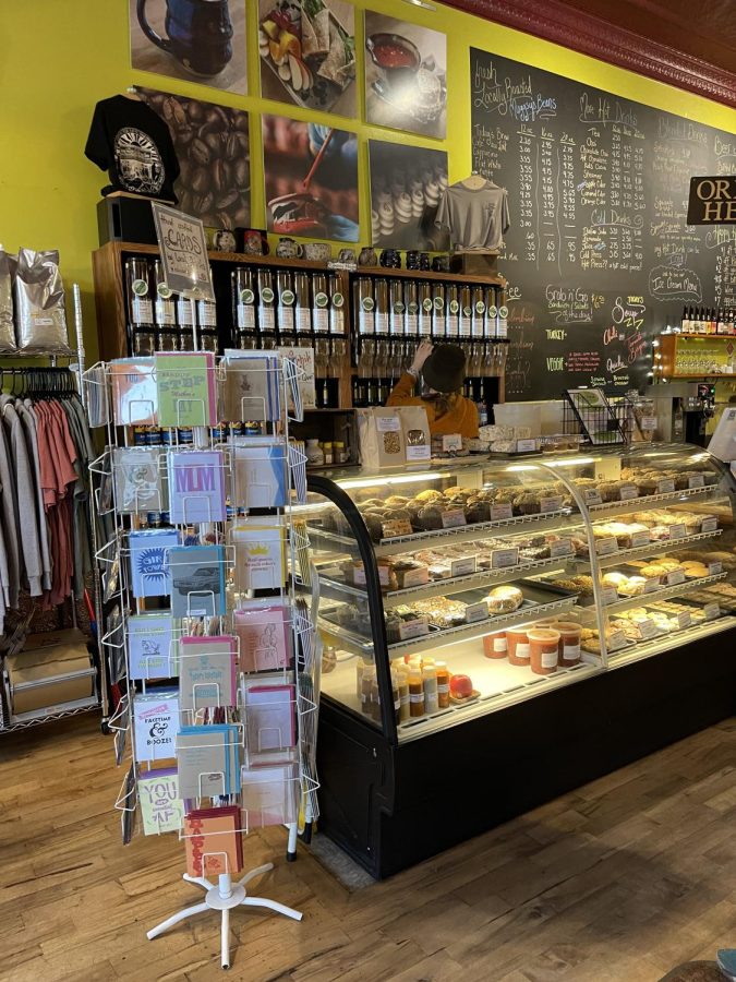 There is a wide variety to choose from in the bakery display case at local blend. 