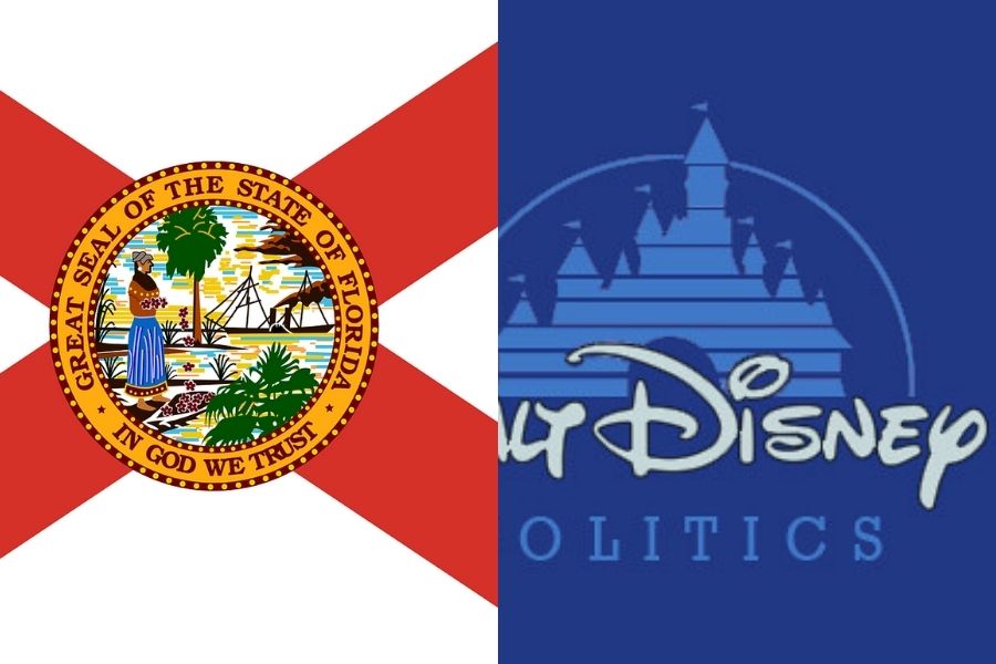 The logo for Disney and the Flag of the state of Florida
