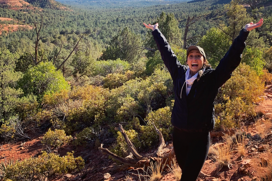 Ms. Brenny on one of her many adventures. Hiking is one of her hobbies.