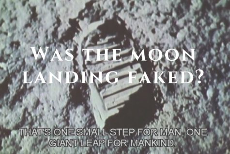 Picture of a step taken on the moon with the quote on the news from Neil Armstrong