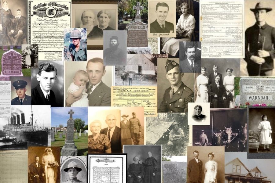 A collage of family pictures from my family tree