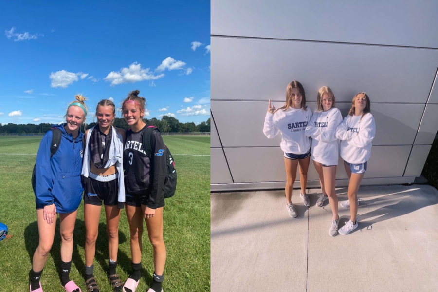 Senior+Claire%2C+Junior+Madden%2C+and+Freshman+Riley+playing+sports+with+each+other.