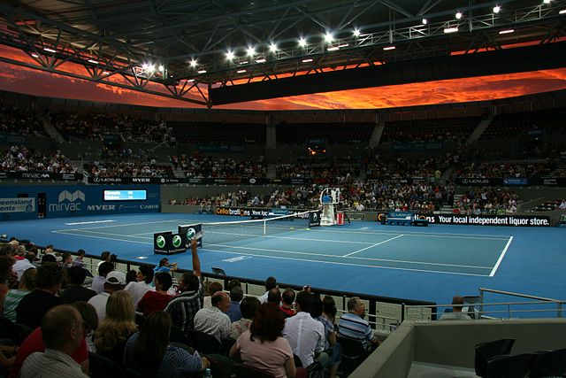 A view of Pat Rafter Arena, the center court in Queensland Tennis Centre which holds 5,500 people.
