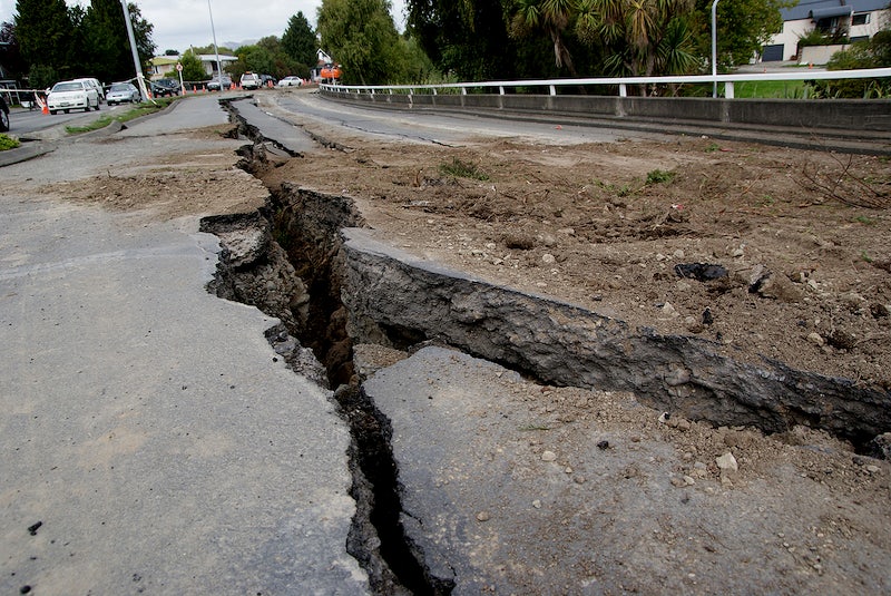 Road in Turkey split down the middle after massive 7.8 magnitude earthquake. 