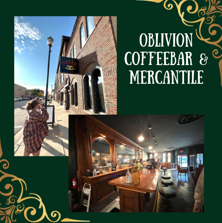 The Oblivion coffeebar & mercantile has a vintage look and feel to it.
