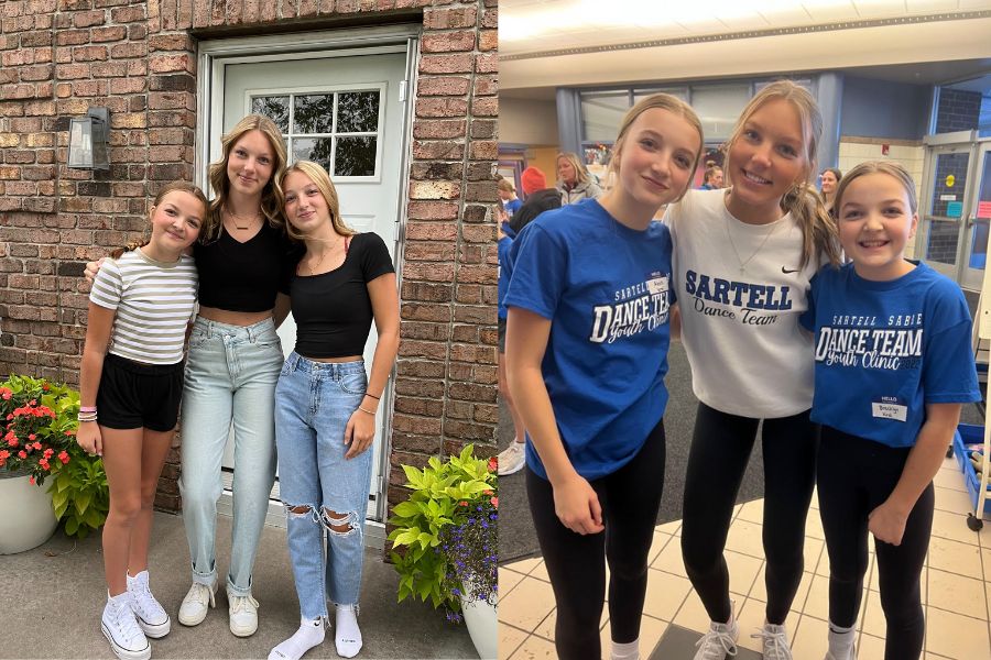 6th grade Brecklyn, Senior Jayda, and Freshman Lexi taking a picture on first day of school and at the Sartell Dance Clinic. Photo used with permission by Jayda Kral.