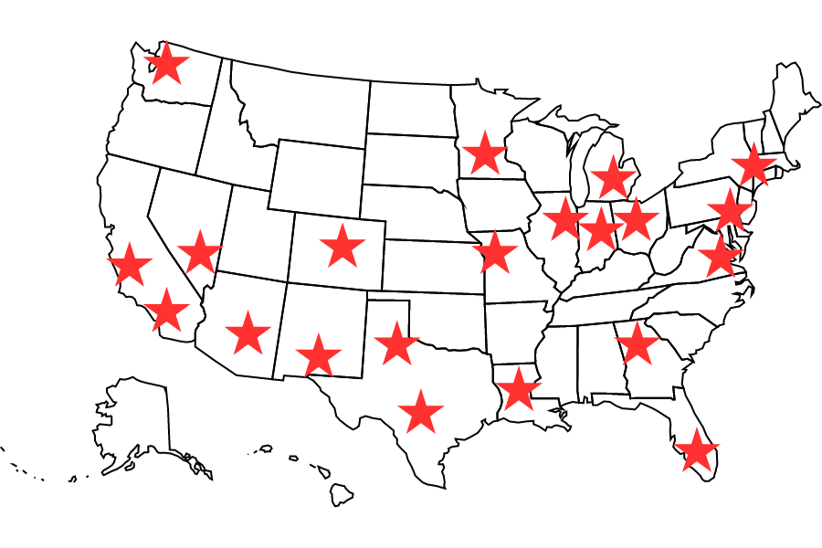This map of the United States shows some of the locations that games will be played during the 2026 World Cup.