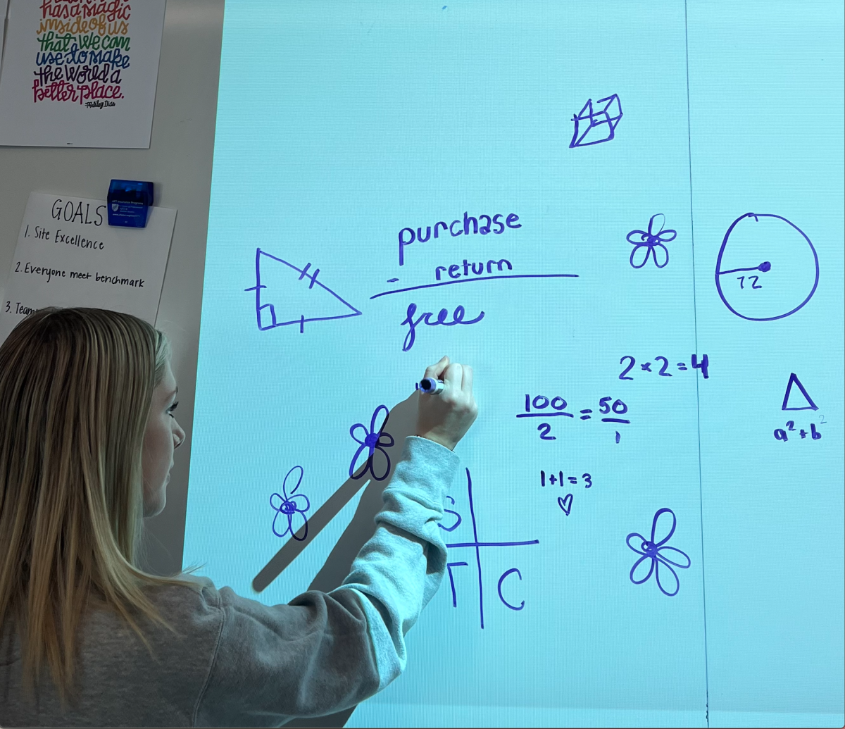 Sartell Senior, Elizabeth Jarnot worked on an intense girl math equation.