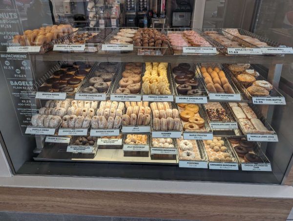 The donut selection at Dunkin Donuts is huge and delicious! 