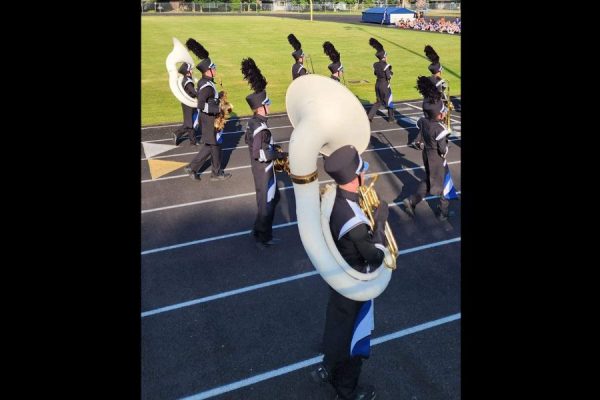 SHS Junior Ayden Chew enjoys playing the sousaphone/tuba in regular band and marching band.