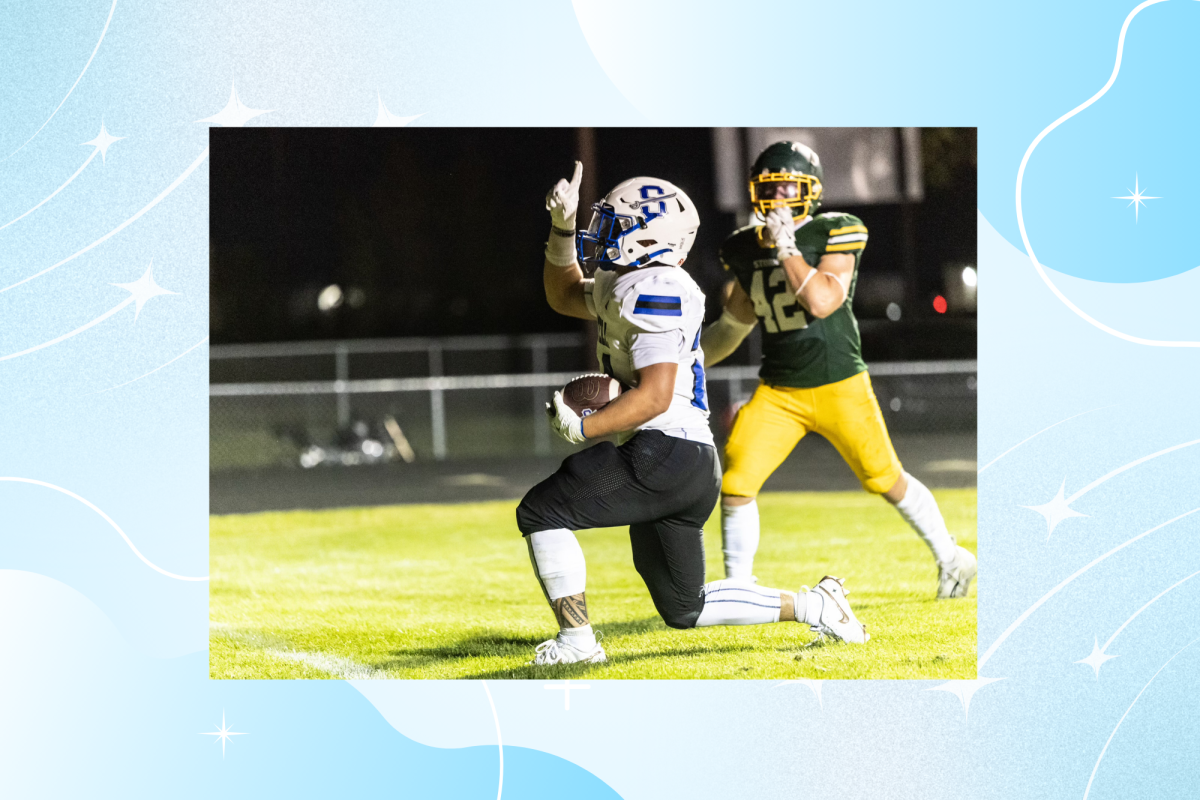 Andrew Tavale celebrated after scoring Sartell's second touchdown of the game. (Photo used with permission from Andrew Ritter)