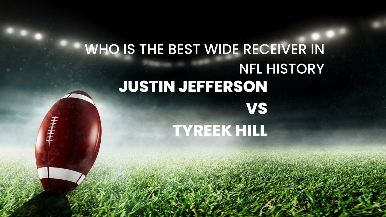 Both Justin Jefferson and Tyreek Hill are competing for the number one spot. (AI image from Canva)