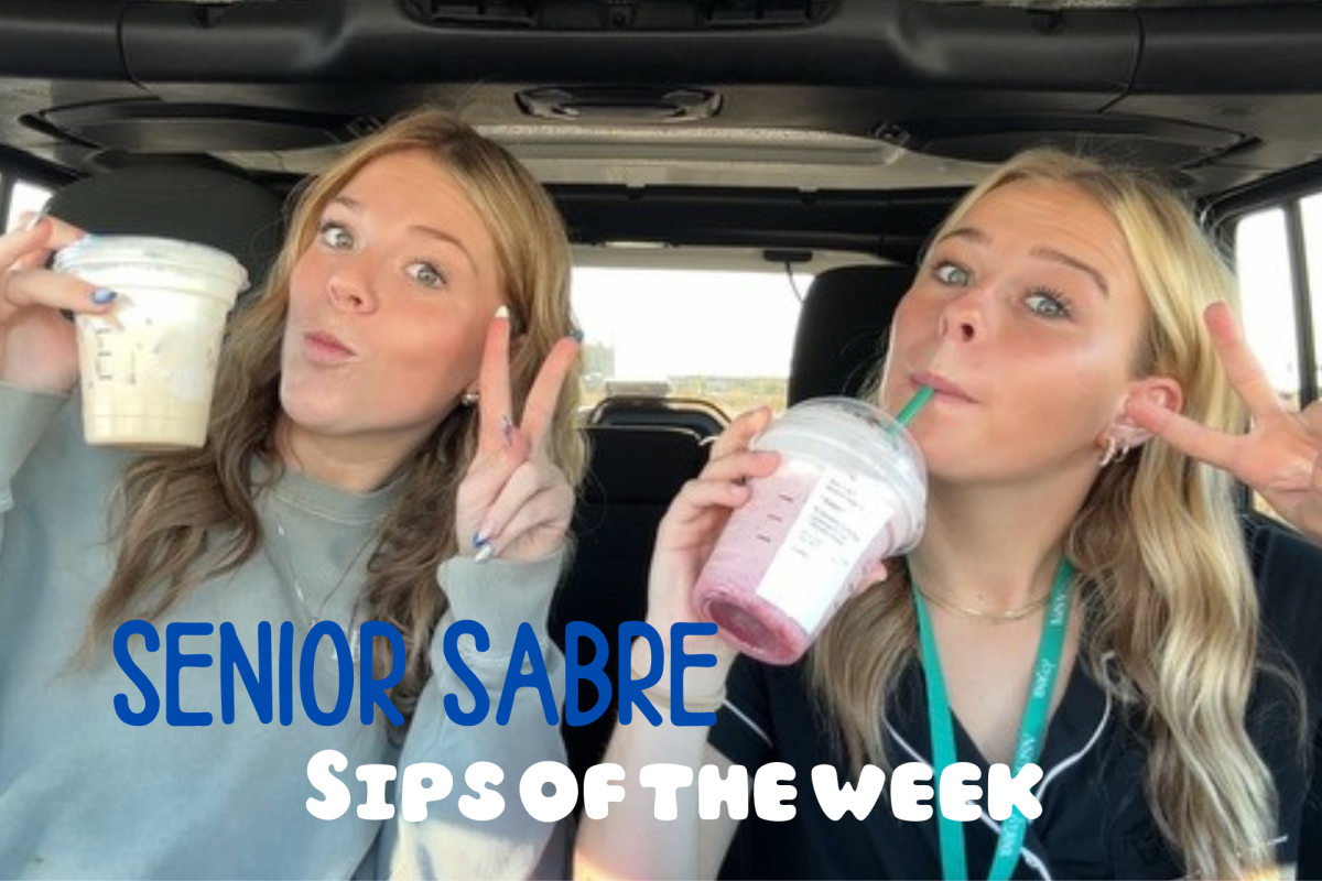 Kalyn and Reagan drive to Starbucks and pose with the drinks of the week