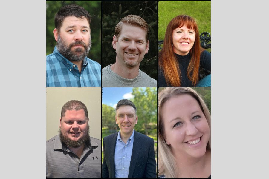 The six School Board Candidates prepare for the 2024-2025 elections, aiming to boost votes by making themselves known. (Photos used with permission by Michael Ringstad, Matt Moehrle, Tricia Meling, Aaron Alexander, Michael Gruber, and Chelsea Thielen.)