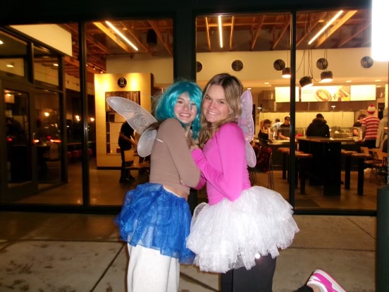 Sartell Students Sophie Heathcote, and Aki Rebeck dress up as fairies to redeem their Chipotle! 