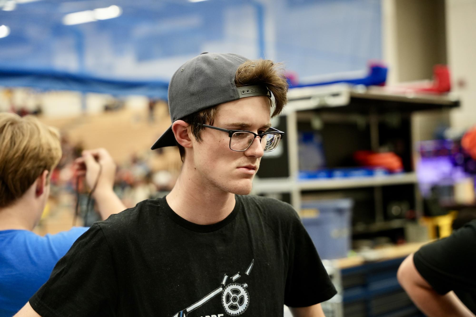 Adam is a junior on the team and one of our drivers and strategy leads! (Photo used with permission from the 6045 Sabre Robotics Team)