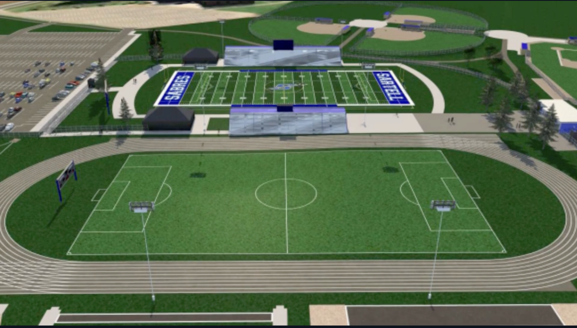 The Second Question being voted on at the February 11th Special Election Meeting is improving outdoor facilities at Sartell High School. (Drawings obtained from video published by District Isd748)