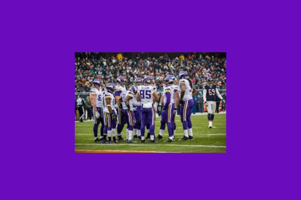 Minnesota Vikings form a huddle to call a play during game. NFL football team by rawpixel is licensed under CC0 1.0.