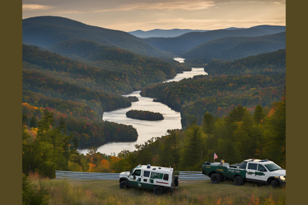 United States border patrol sits by the scene at the Canadian border. (Ai image from Canva)