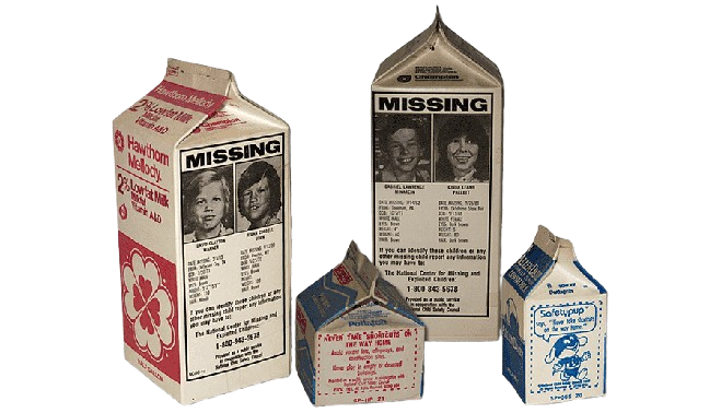 The milk carton missing children program was created in the 80s to create public awareness.
(credits, The Atlantic)