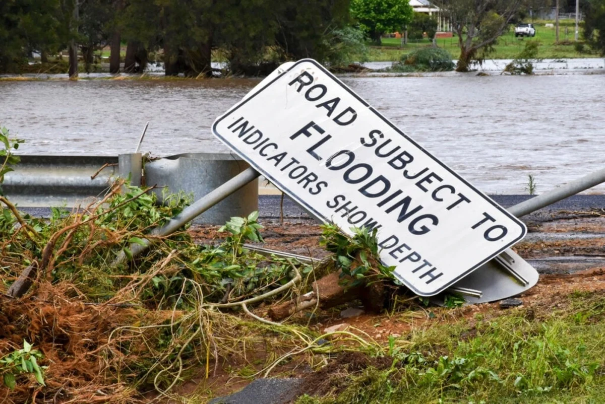 The flooding in Australia created large amounts of terrible events.  Here is an example of the aftermath of a highway during flooding. more than 100 evacuated during flooding by APNews.com is licensed under CC by 4.0