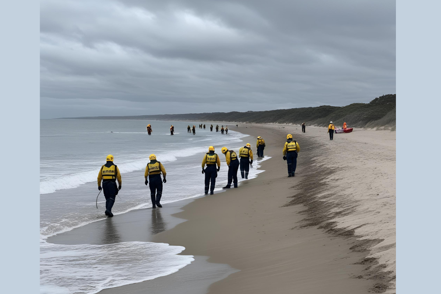 Authorities search for a missing girl on land, in the sea, and air. (Ai image from Canva)