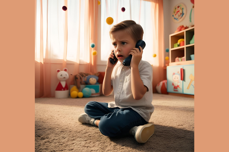 A little boy worried and calls 911 after he doesn't see his ice cream. (Ai image from Canva)