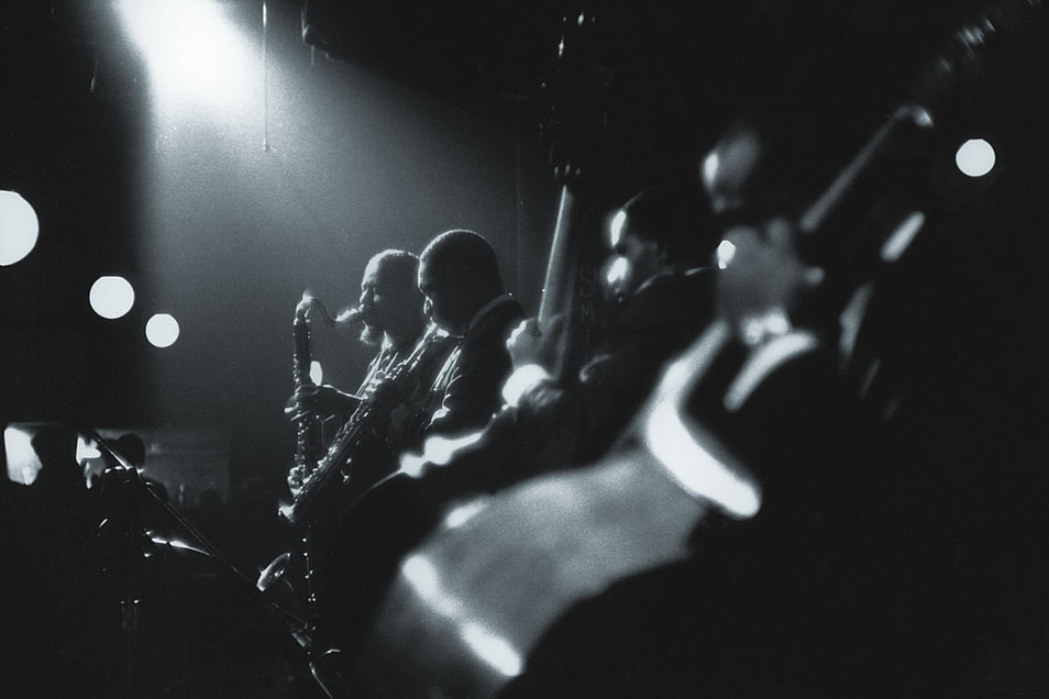 John Coltrane playing the Village Gate, NYC, 1961. (Fair use photo by Lee Tanner)