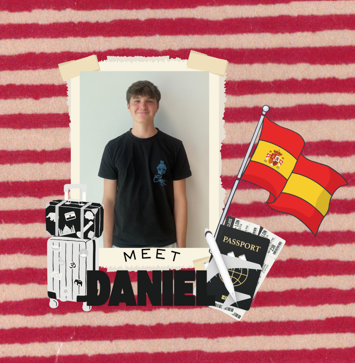 Daniel is one of the 4 foreign exchange students attending Sartell High School. (Photo used with permission from Daniel Masia; Collage made in Canva)