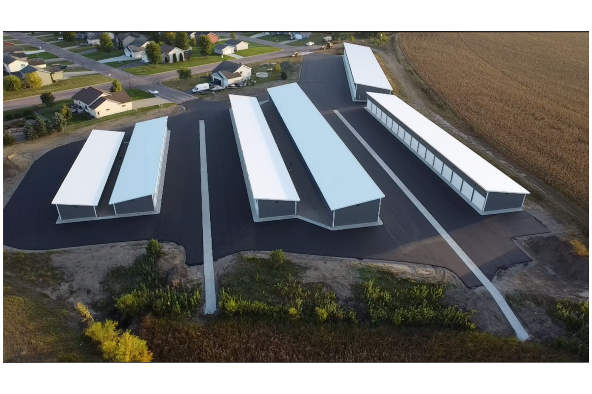 Picture of the final product of the storage units taken by a drone.