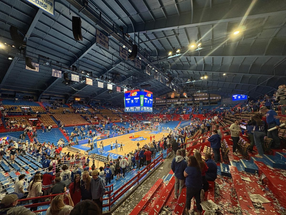 One activity someone could do to keep life balanced is attend sporting events.  This is a photo of Allen Fieldhouse in Kansas's game Vs. Oakland. Sports can be a good way to relax and forget about your studies.  