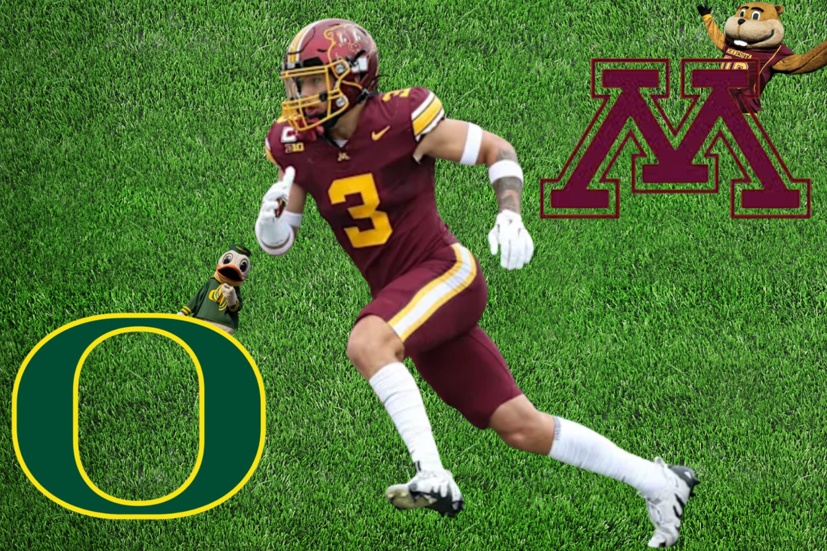 Check out this article to learn why standout transfer Koi Perich decided to resume both his academic and football journey with the Oregon Ducks.(Image made in Canva)