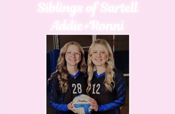 Addie and her sister, Ronni Peterson, pose for a photo on media day. 